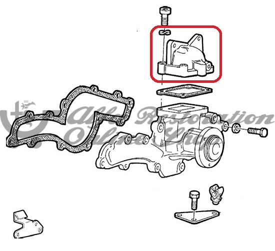 Alfa 155/GTV/Spider 2.5/2.0 TB/3.0 V6 12V Water Pump Top Cover/Union
