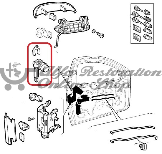 Alfa 146 Front Left Door Lock Cylinder/Rod