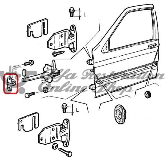 Alfa 33/145/146/164/GTV/Spider Door Strap/Check Bracket