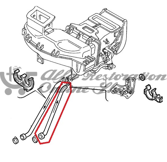 Alfa 155 2.5 V6/GTV & Spider 2.0 V6 TB/3.0 V6 12V Heater Hose (Inlet)