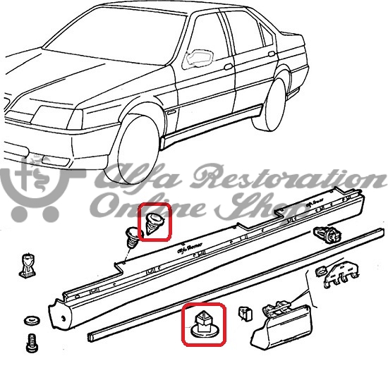Alfa 33/164 Side Skirt/Boot Liner Plastic Clips (Locking Clips)