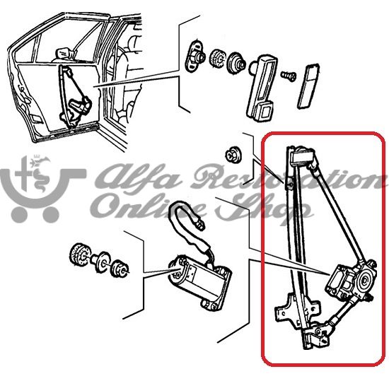 Alfa 164 Series 1/TB Rear Right Door Window Regulator