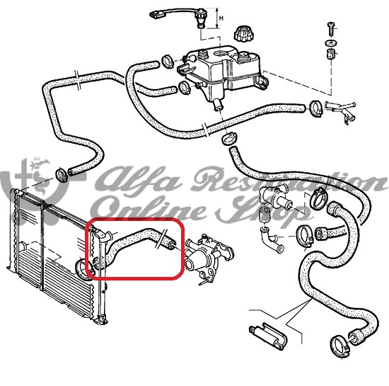 Alfa 75 2.0 TS Lower Radiator Hose (Non AC Models)