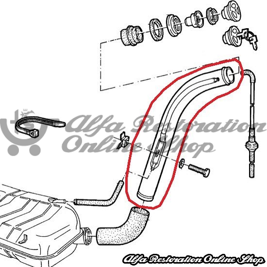 Alfa 33 907 Series Carbureted Models Fuel Filler Tube