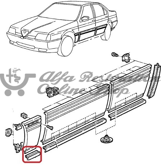 Alfa 164 Front Left Wing Plastic Shield/Trim Seal