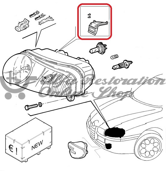 Alfa 147 Series 1/GT Left Headlight Top Bracket Repair Kit