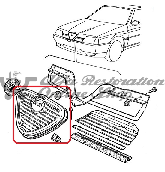 Alfa 164 Super/USA MY '95 Radiator Grille Scudetto (Chrome)