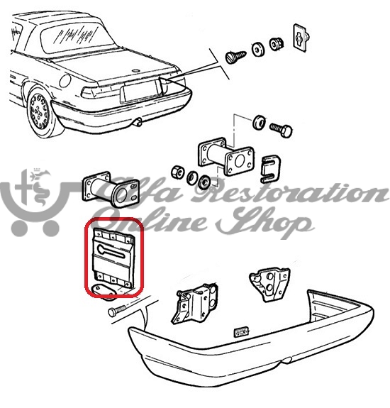 Alfa Romeo Spider 115 Series Rear Bumper Left Plastic Bracket (on Bumper)
