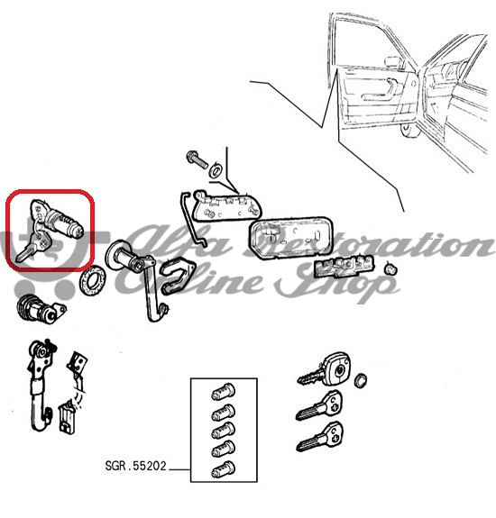 Alfa 164 All Models Front Door Lock Cylinder/Barrel
