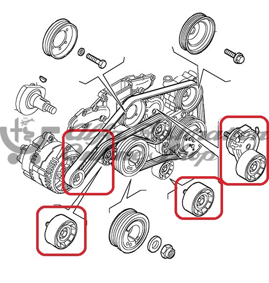 Alfa 147/156/166/GT/GTV/Spider 2.5/3.0/3.2 V6 24V Accessories Belt Kit