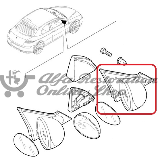Alfa 147 Facelift Right Door Rearview Mirror (LHD Vehicles)