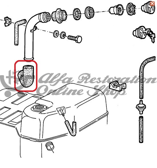 Alfa 33 905/907 Series 4X4 & Permanent 4 Fuel Tank Lower Filler Hose