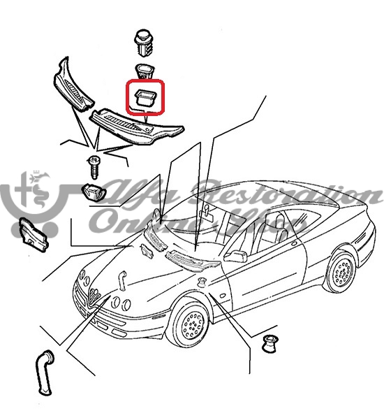Alfa GTV/Spider Windscreen Wiper Grille Pin Rubber Boot (On Chassis)