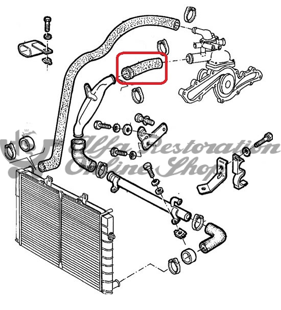 Alfa 164 Series 1/USA MY 91 3.0 V6 12V Water Pump to Alloy Pipe Hose
