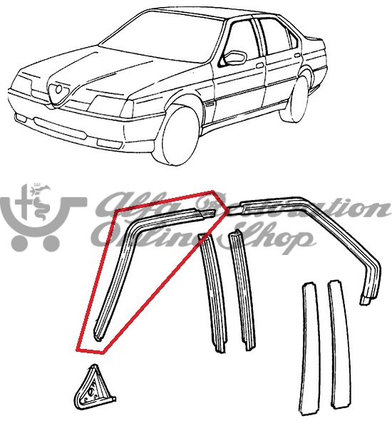 Alfa 164 Front Left Door Upper Window Seal (On Chassis)