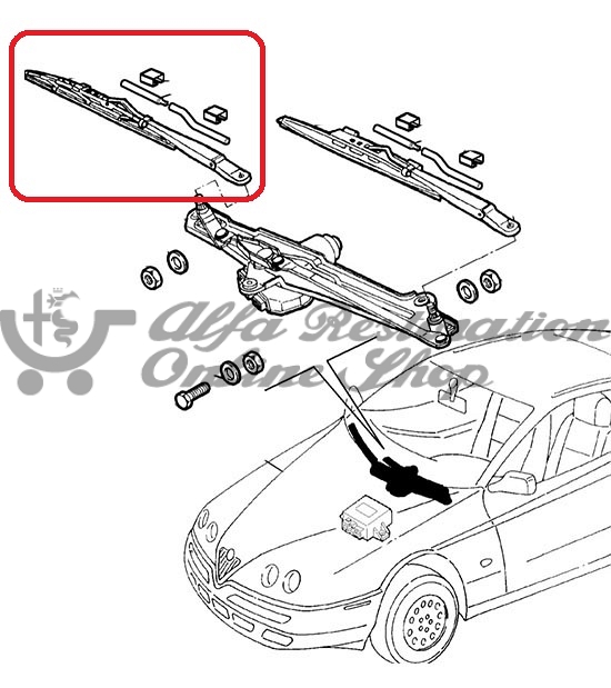 Alfa GTV/Spider 916 Series Windscreen Right Wiper Arm (LHD)