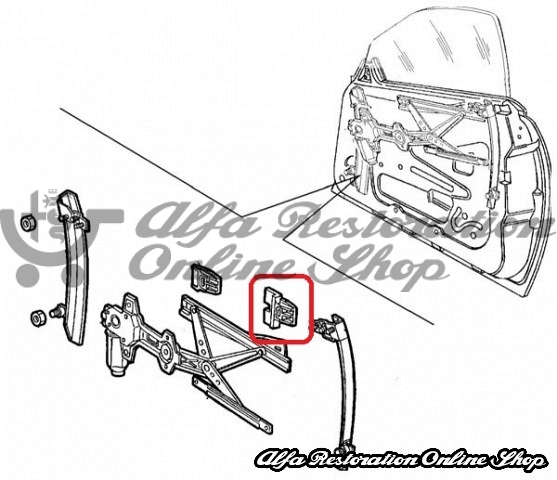 Alfa GTV/Spider 916 Series Right Door Window Regulator Mounting Pad (Rear Side)