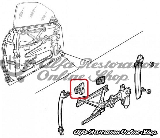 Alfa GTV/Spider 916 Series Left Door Window Regulator Mounting Pad (Rear Side)