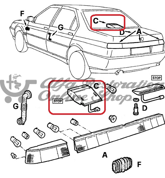 Alfa 164 All Models Center High Mount Stop Light