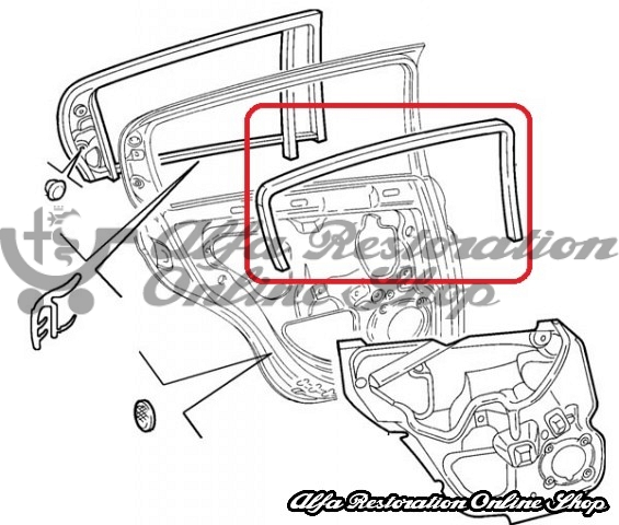 Alfa 147 Rear Left Electric Window Trap Seal (5 Door Vehicles with Rear Power Windows)