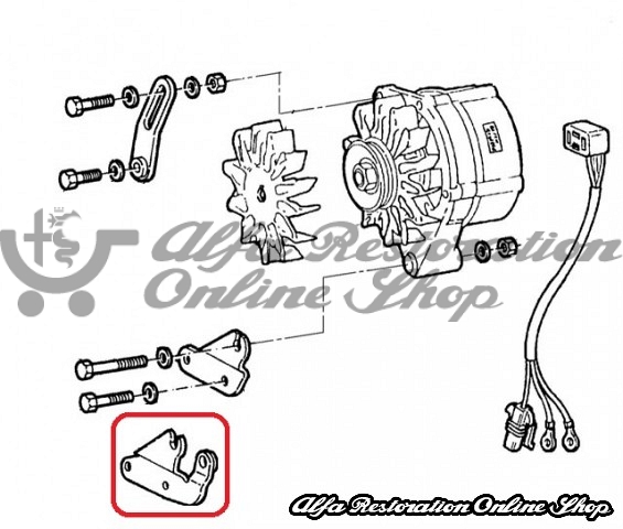 Alfa 33 907 Series Alternator/Coolant Union Bracket (Vehicles with Air Conditioning)