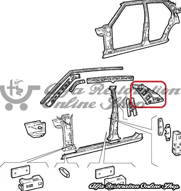 Alfa 75/Milano Rear Left Wing Inner Joining Element