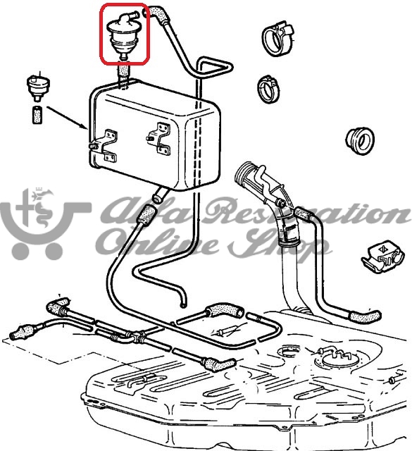 Alfa 164 Series 1/2.0 V6 TB/USA MY91 3.0 V6 12V Fuel Vapor Separator Valve