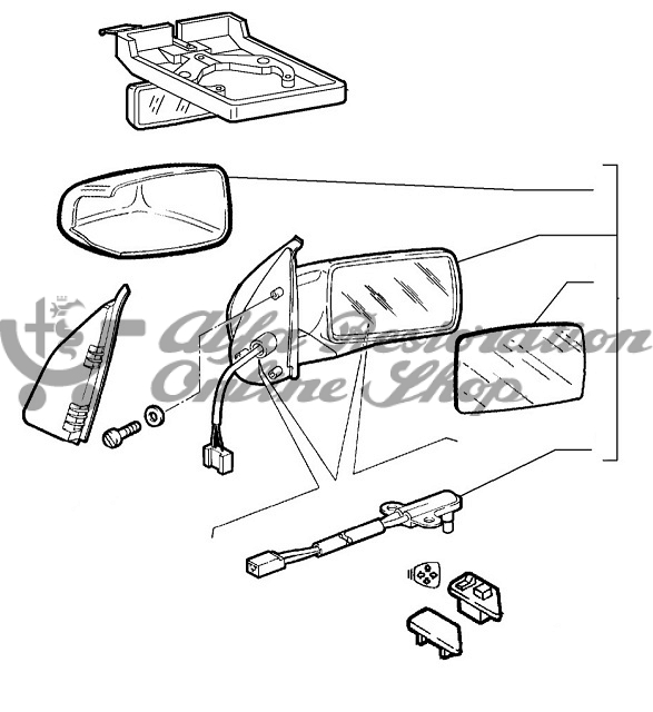 Alfa 155 Right Door Rearview Mirror (Electrically Adjustable/LHD Vehicles)