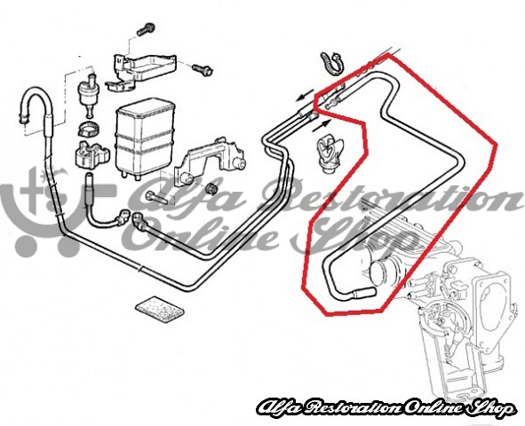 Alfa 166 2.5/3.0 V6 24V Fuel Vapor Charcoal Canister Piping