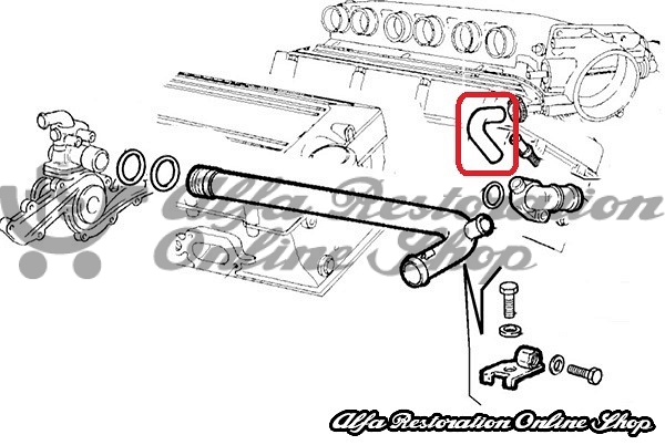 Alfa 164/GTV/Spider 2.0 TB V6/3.0 V6 12V Intake Manifold/Throttle Cooling Hose