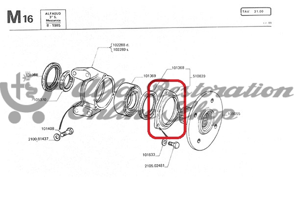 Alfasud/Sprint Front Stub Axle/Hub Cover