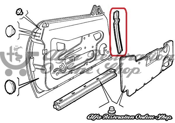 Alfa GTV/Spider 916 Series Left Door Vertical Seal (Adhesive)