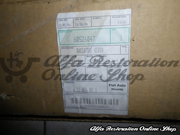 Alfa 75 1.6/1.8 Carbureted/IE/1.8 TB Engine Radiator