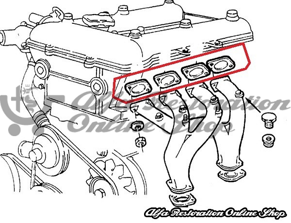 Alfa 75/164/155 4 Cylinder Engines Exhaust Gaskets Set (Original)