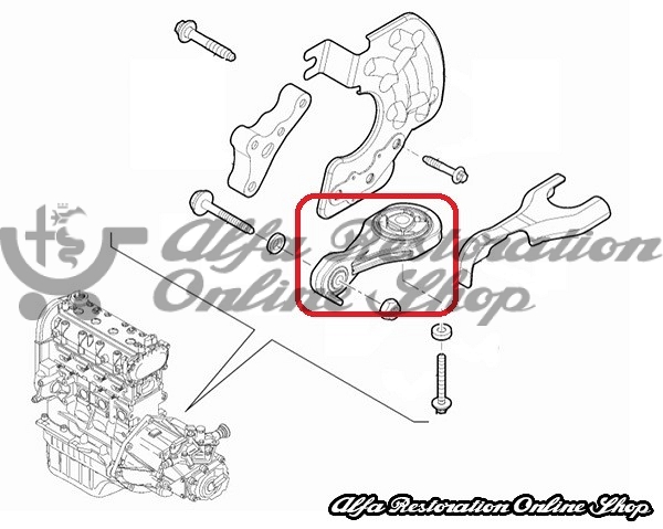 Alfa Giulietta/4C Lower Stabiliser Engine Mount (Gearbox Side)