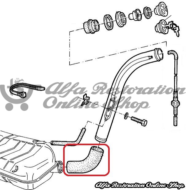 Alfa 33/Sprint Fuel Tank Lower Filler Hose