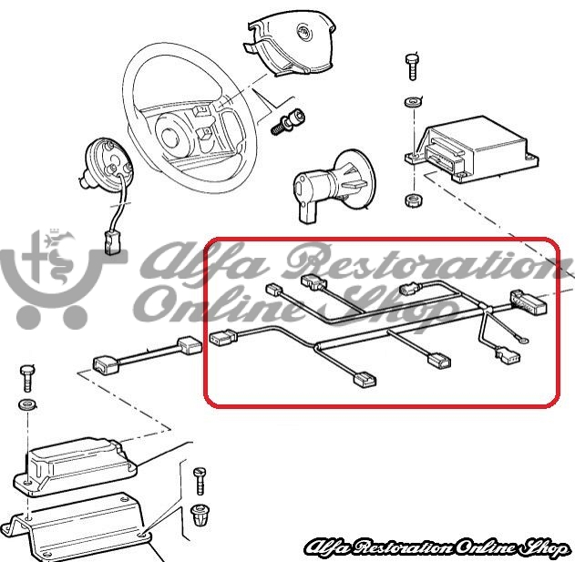 Alfa 166 Airbag Wiring with Side Airbag (Left Hand Drive Vehicles)