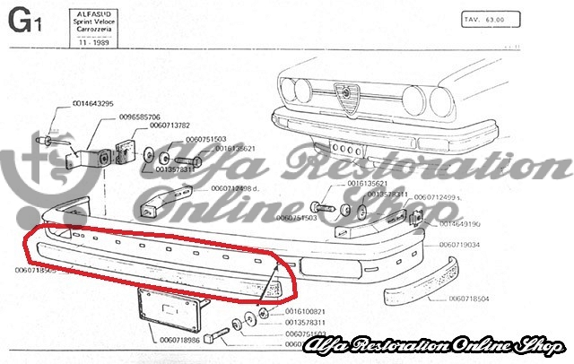 Alfasud Sprint Series 1 Front Bumper Center Plastic Trim