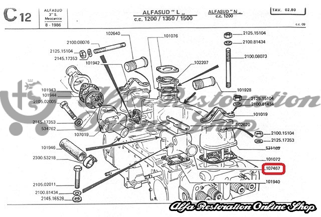 Alfa 33/Alfasud/Sprint 1.2, 1.3, 1.5 Single Carburetor Alternator Union