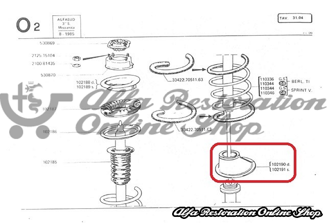 Alfasud/Sprint 1972-1984 Front Suspension Spring Plate - Right Side