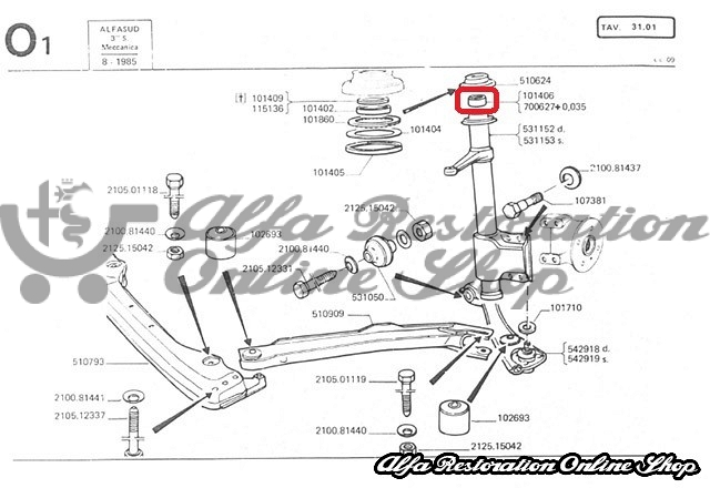 Alfasud/Sprint Front Strut-Spring Plate Spacer