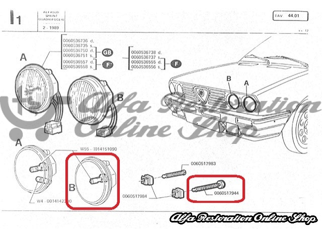 Alfasud Sprint Series 3 High Beam (Inner) Headlight Adjustment Screw