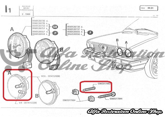 Alfasud Sprint Series 3 Low Beam (Outer) Headlight Adjustment Screw