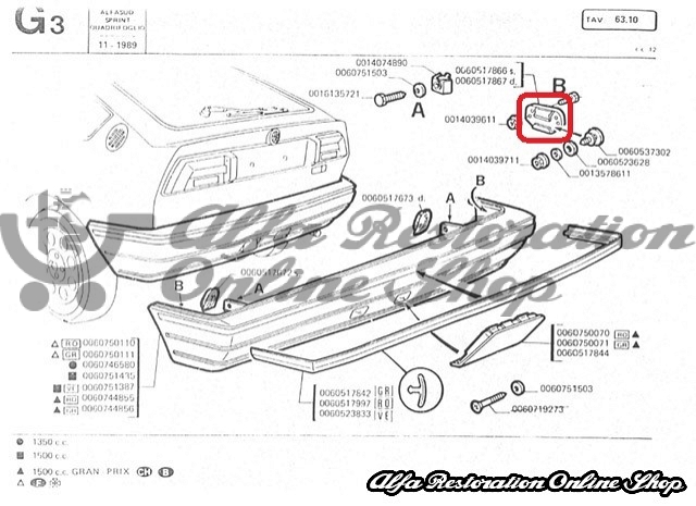 Alfasud Sprint/Sprint Front/Rear Bumper Left Mount (Plastic Bumpers)