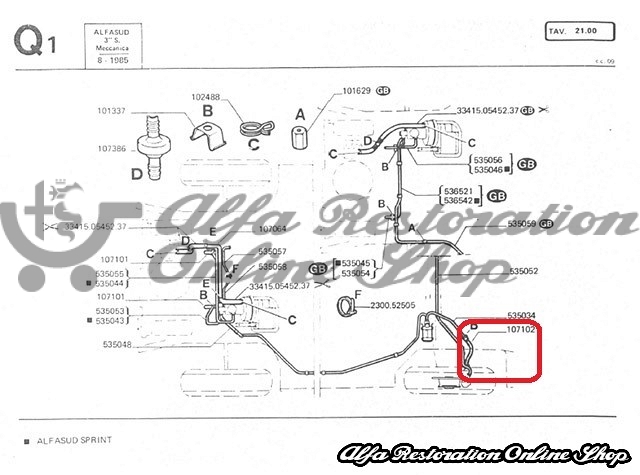 Alfasud Rear Brake Hose