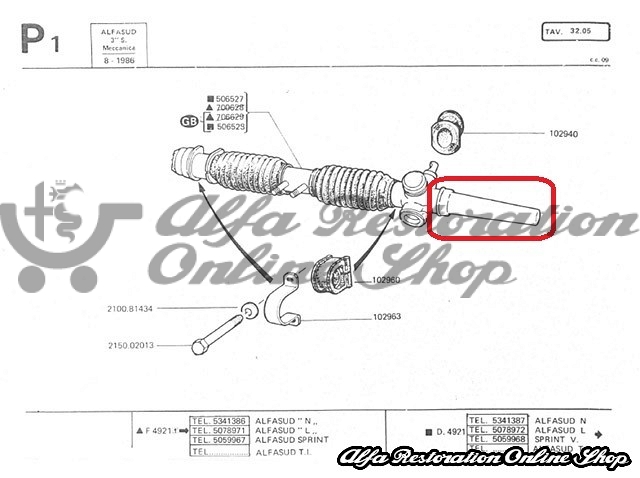 Alfasud/Sprint Steering Rack End Cover (models up to 1984)