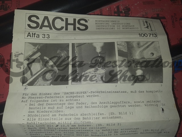 Alfa 33 905 Series Front Shock Absorbers Insert Set (SACHS)