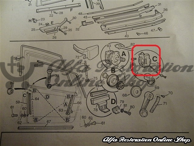 Alfetta/Giulietta 1.3/1.6 (116 Series) Front Right Door Locking Mechanism