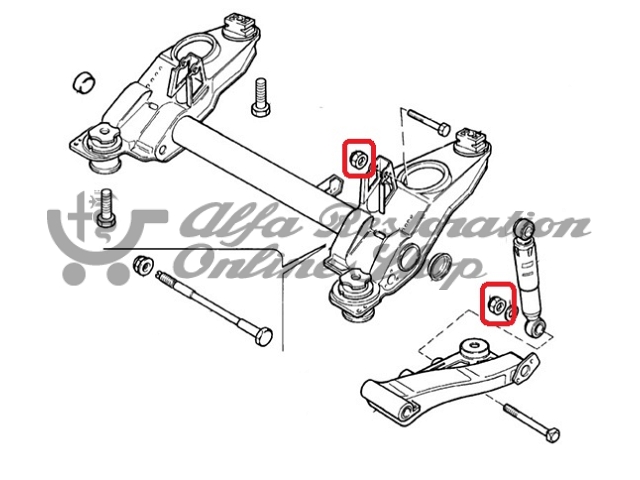 Alfa 145/146/155/Fiat Tipo/Tempra Rear Shock Absorber Upper/Lower Bolt Nut