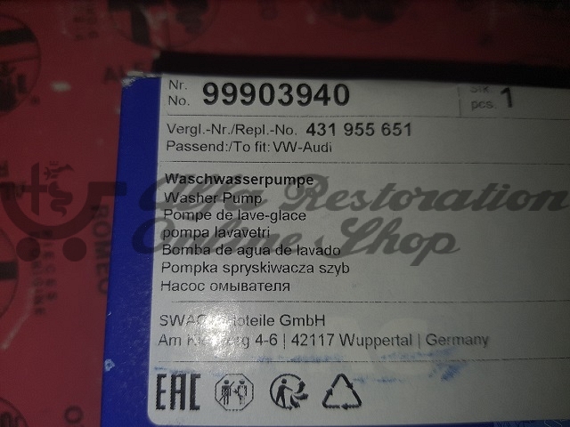 Alfa 145/146/155/156/GT/GTV/Spider Windscreen Washer Fluid Pump (Single Port)